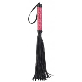 Черная мини-плеть WHIP с розовой ручкой - 39 см.