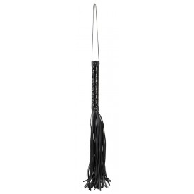 Чёрная многохвостая плеть из полиуретана - 39 см.